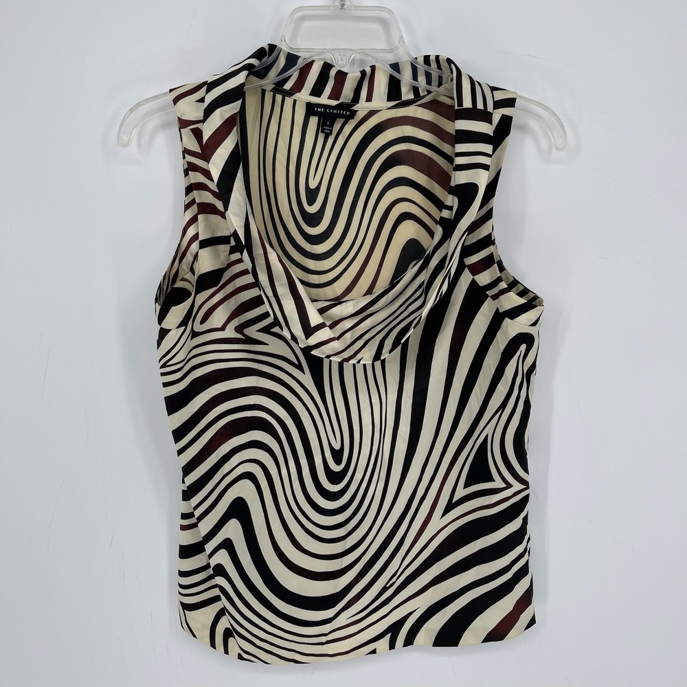 The Limited Women's Cream Black Brown Swirl Print Cowl Neck Tank Top Size S